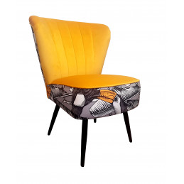 Fotel PRL tkanina Welur nogi metalowe