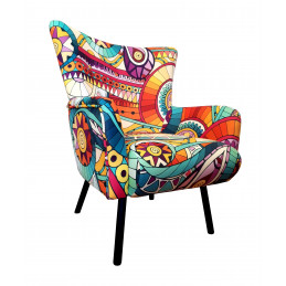 Fotel TULIP tkanina Welur noga metalowa Uszak