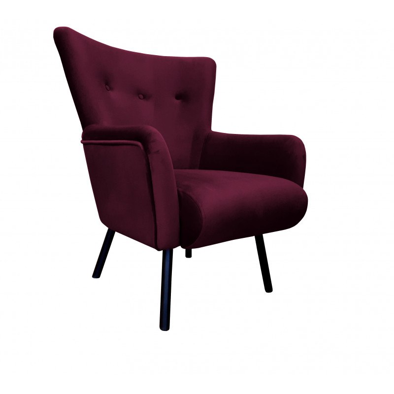 Fotel TULIP tkanina Welur noga metalowa Uszak