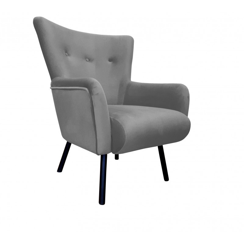 Fotel TULIP tkanina Welur noga metalowa Uszak