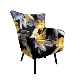 Fotel TULIP tkanina Welur noga metalowa Uszak
