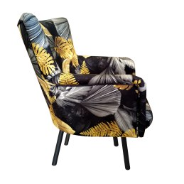 Fotel TULIP tkanina Welur noga metalowa Uszak