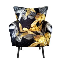Fotel TULIP tkanina Welur noga metalowa Uszak