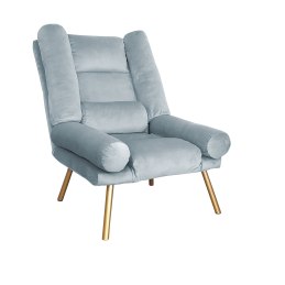 Fotel TOKIO tkanina Welur rozkładany z podnóżkiem noga metalowa