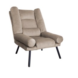 Fotel TOKIO tkanina Welur rozkładany z podnóżkiem noga metalowa