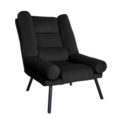 Fotel TOKIO tkanina Welur rozkładany z podnóżkiem noga metalowa