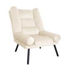 Fotel TOKIO tkanina Welur rozkładany z podnóżkiem noga metalowa