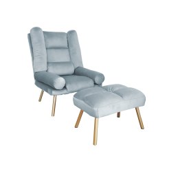 Fotel TOKIO tkanina Welur rozkładany z podnóżkiem noga metalowa