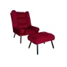 Fotel TOKIO welur z podnóżkiem i metalowymi nogami