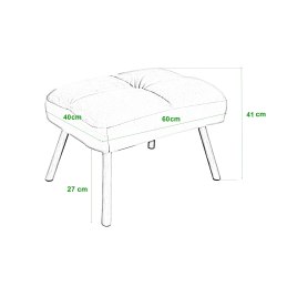 Fotel TOKIO tkanina Welur rozkładany z podnóżkiem noga metalowa