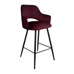 Hoker barowy Milano tkanina Welur – metalowa podstawa, stylowe krzesło