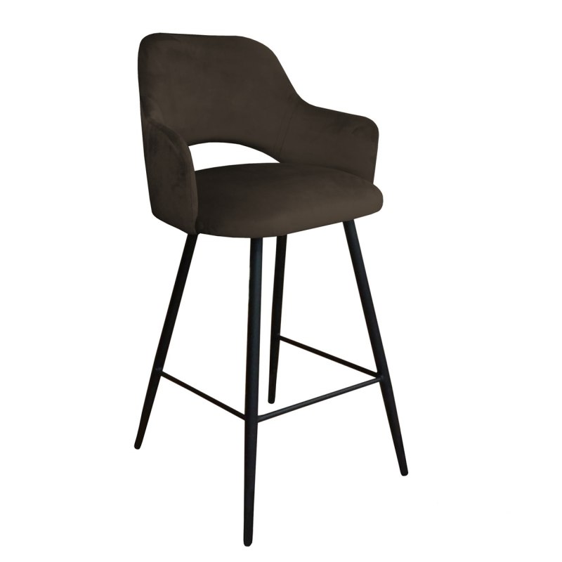 Hoker barowy Milano tkanina Welur – metalowa podstawa, stylowe krzesło