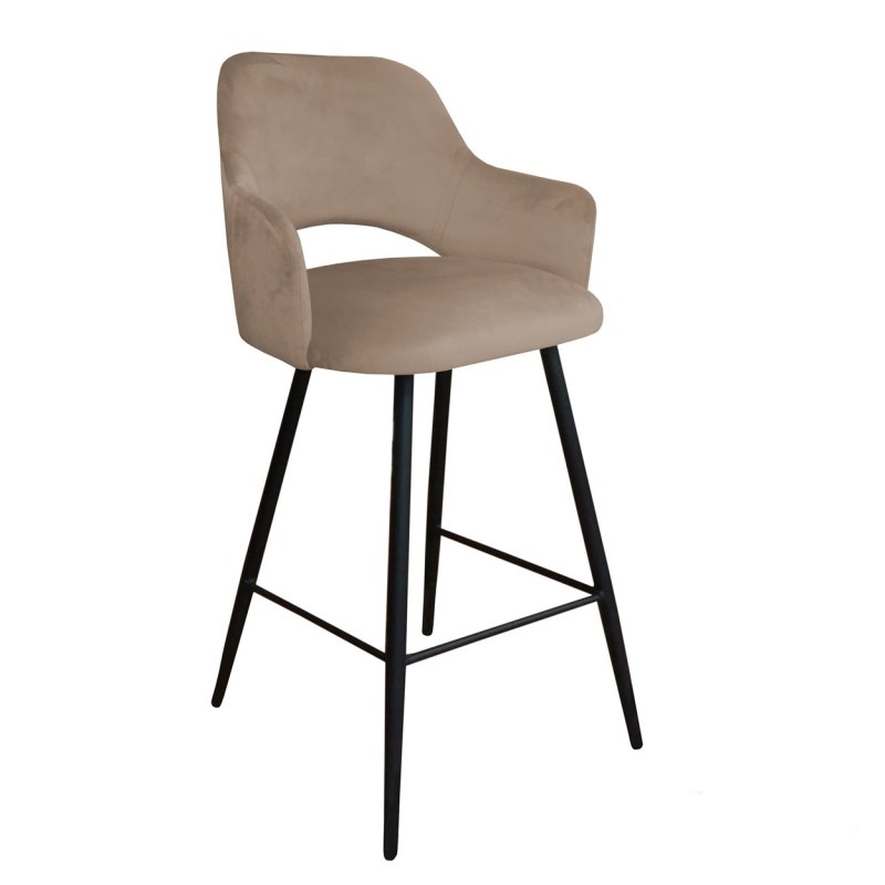 Hoker barowy Milano tkanina Welur – metalowa podstawa, stylowe krzesło