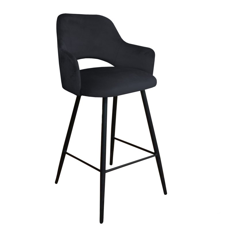 Hoker barowy Milano tkanina Welur – metalowa podstawa, stylowe krzesło