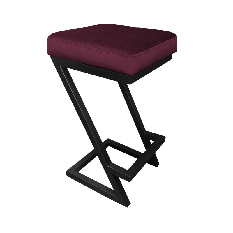 Hoker ZETA krzesło barowe tkanina Welur podstawa metalowa LOFT