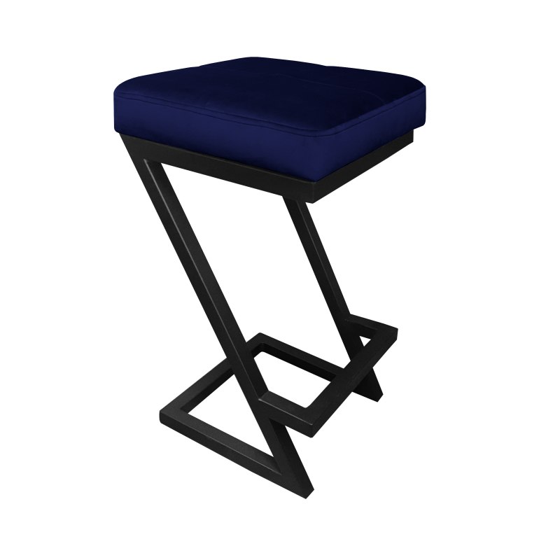 Hoker ZETA krzesło barowe tkanina Welur podstawa metalowa LOFT