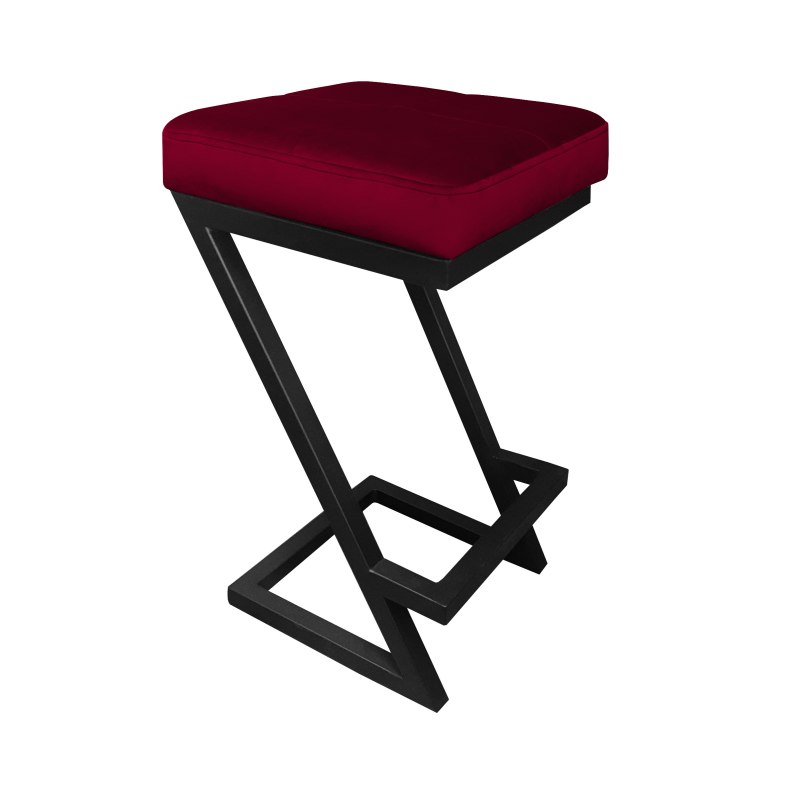 Hoker ZETA krzesło barowe tkanina Welur podstawa metalowa LOFT