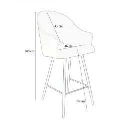 Krzesło barowe tkanina Welur – eleganckie, czarna podstawa