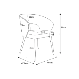Krzesło tapicerowane AURA na czarno złotej nodze BL06 do jadalni salonu