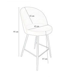 Hoker barowy Trix tkanina Welur na metalowej podstawie