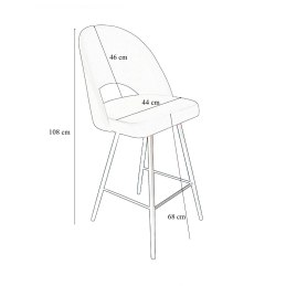 Hoker POLO krzesło barowe tkanina Welur podstawa metalowa