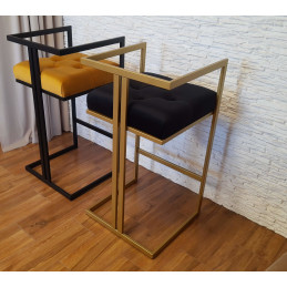 Hoker CHESTERFIELD krzesło barowe tkanina Welur podstawa metalowa