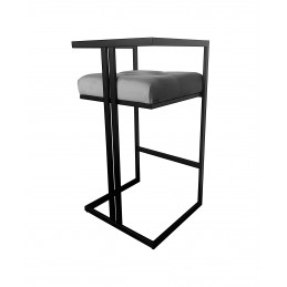 Hoker CHESTERFIELD krzesło barowe tkanina Welur podstawa metalowa