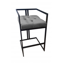 Hoker CHESTERFIELD krzesło barowe tkanina Welur podstawa metalowa