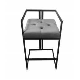 Hoker CHESTERFIELD krzesło barowe tkanina Welur podstawa metalowa