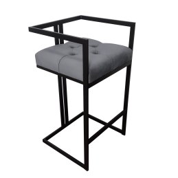 Hoker CHESTERFIELD krzesło barowe tkanina Welur podstawa metalowa