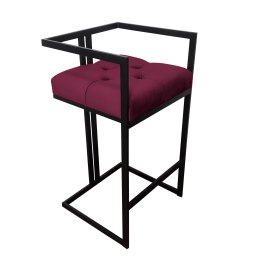 Hoker CHESTERFIELD krzesło barowe tkanina Welur podstawa metalowa