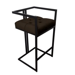 Hoker CHESTERFIELD krzesło barowe tkanina Welur podstawa metalowa