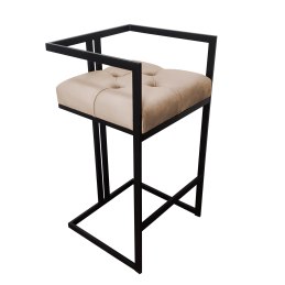 Hoker CHESTERFIELD krzesło barowe tkanina Welur podstawa metalowa