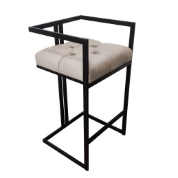 Hoker CHESTERFIELD krzesło barowe tkanina Welur podstawa metalowa