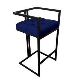 Hoker CHESTERFIELD krzesło barowe tkanina Welur podstawa metalowa