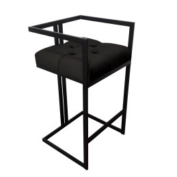 Hoker CHESTERFIELD krzesło barowe tkanina Welur podstawa metalowa