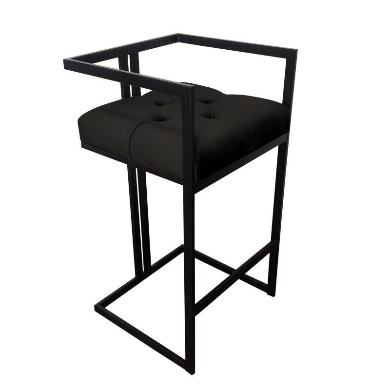 Hoker CHESTERFIELD krzesło barowe tkanina Welur podstawa metalowa