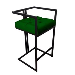 Hoker CHESTERFIELD krzesło barowe tkanina Welur podstawa metalowa