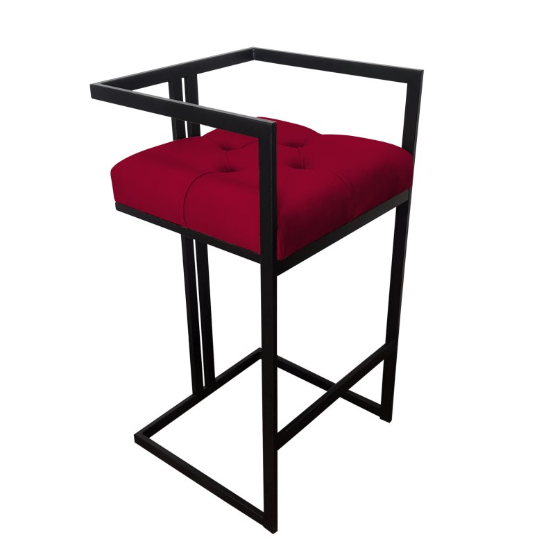 Hoker CHESTERFIELD krzesło barowe tkanina Welur podstawa metalowa