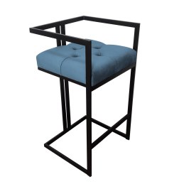 Hoker CHESTERFIELD krzesło barowe tkanina Welur podstawa metalowa