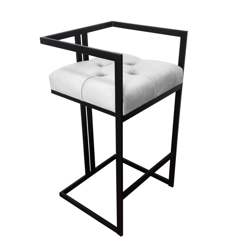 Hoker CHESTERFIELD krzesło barowe tkanina Welur podstawa metalowa