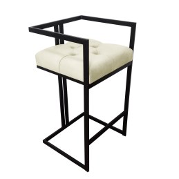 Hoker CHESTERFIELD krzesło barowe tkanina Welur podstawa metalowa