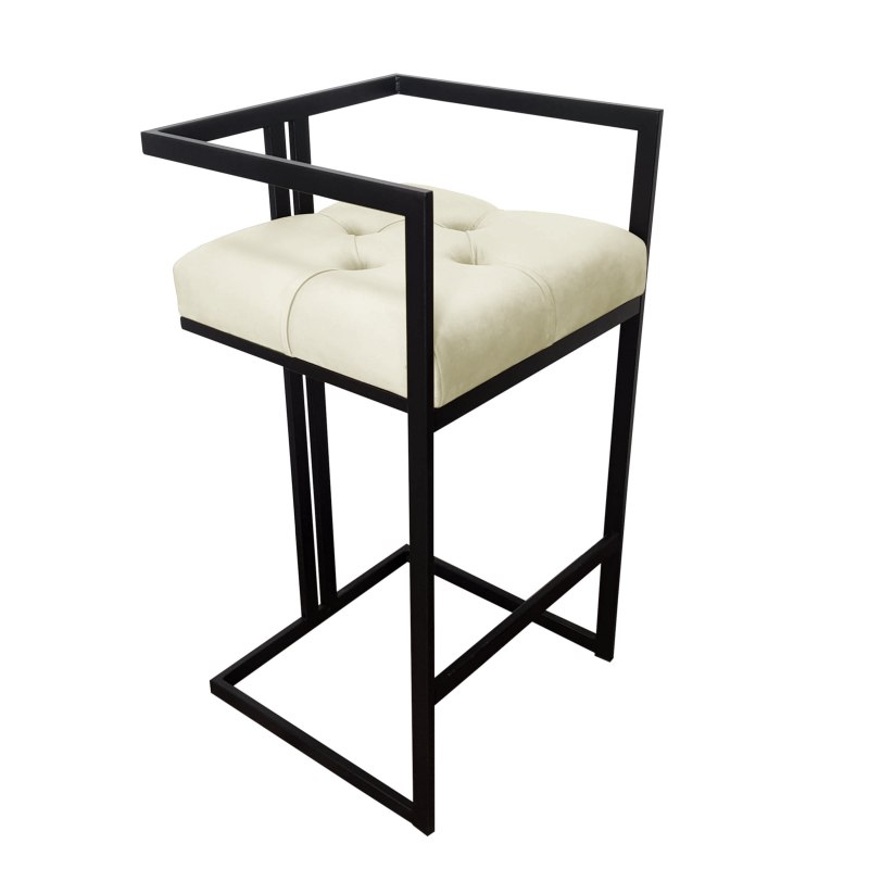 Hoker CHESTERFIELD krzesło barowe tkanina Welur podstawa metalowa