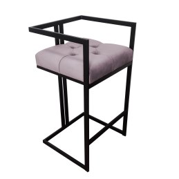 Hoker CHESTERFIELD krzesło barowe tkanina Welur podstawa metalowa