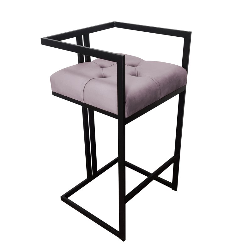 Hoker CHESTERFIELD krzesło barowe tkanina Welur podstawa metalowa