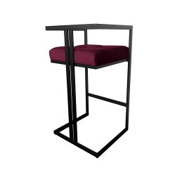 Hoker CHESTERFIELD krzesło barowe tkanina Welur podstawa metalowa