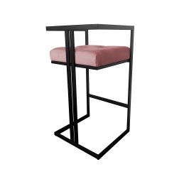 Hoker CHESTERFIELD krzesło barowe tkanina Welur podstawa metalowa