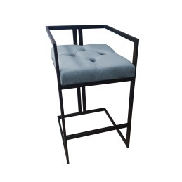 Hoker CHESTERFIELD krzesło barowe tkanina Welur podstawa metalowa