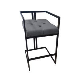 Hoker CHESTERFIELD krzesło barowe tkanina Welur podstawa metalowa