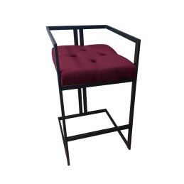 Hoker CHESTERFIELD krzesło barowe tkanina Welur podstawa metalowa